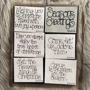 rubber stamp set of 6 w/ foam. Christmas sayings